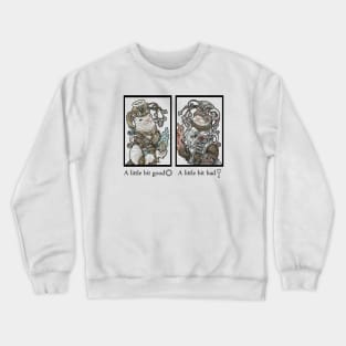 Steampunk Devil and Angel Ferrets - 'A little bit good, A little bit bad' - Black Outline Crewneck Sweatshirt